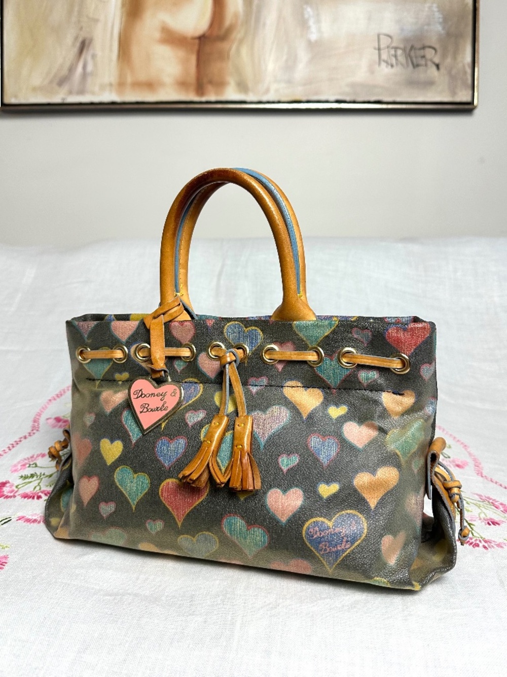 Dooney & Bourke Hearts Tote USA Heart Charm Y2K